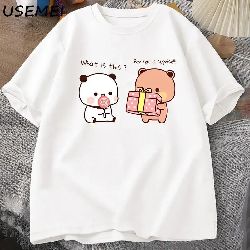 Anime Cartoon Panda Bear Bubu and Dudu T Shirt Kawaii Graphic Printed T Shirt Fashion Crew Neck Plus Size T Shirt Unisex