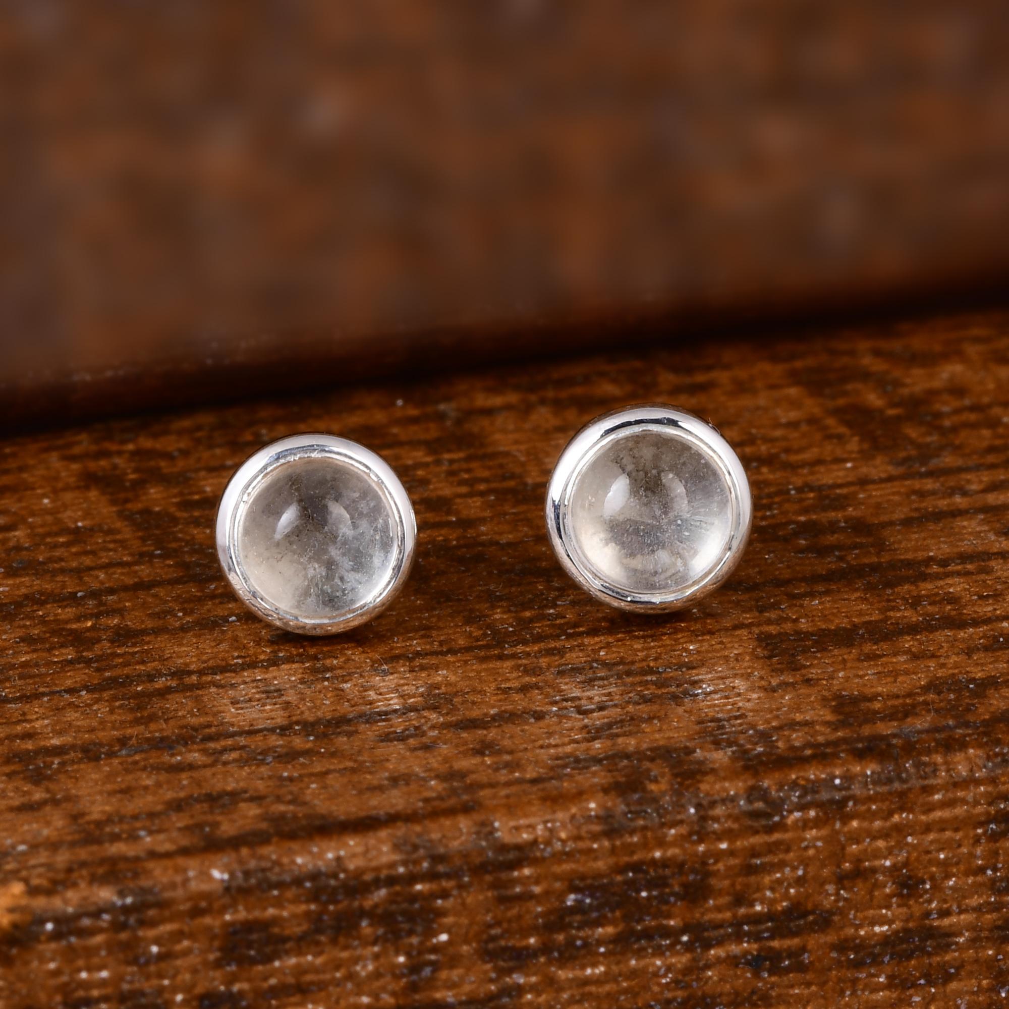 

Crystal Quartz Stud Earrings 6mm | Sterling Silver Gemstone Studs | Minimalist Quartz Earrings