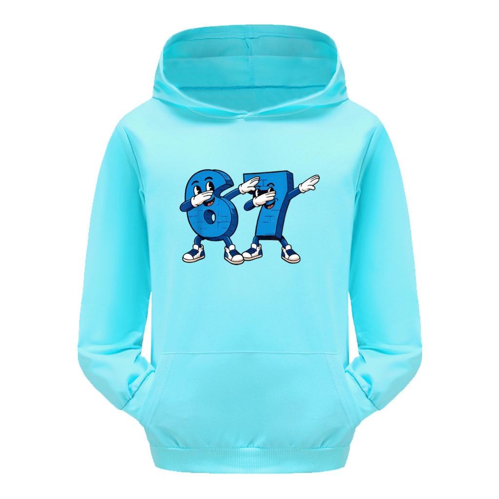

5226 Дети Мальчики Девочки Steal a Brainrot 67 Six Seven Printed Casual Long Sleeves Hoodies Top 150cm светло-синий