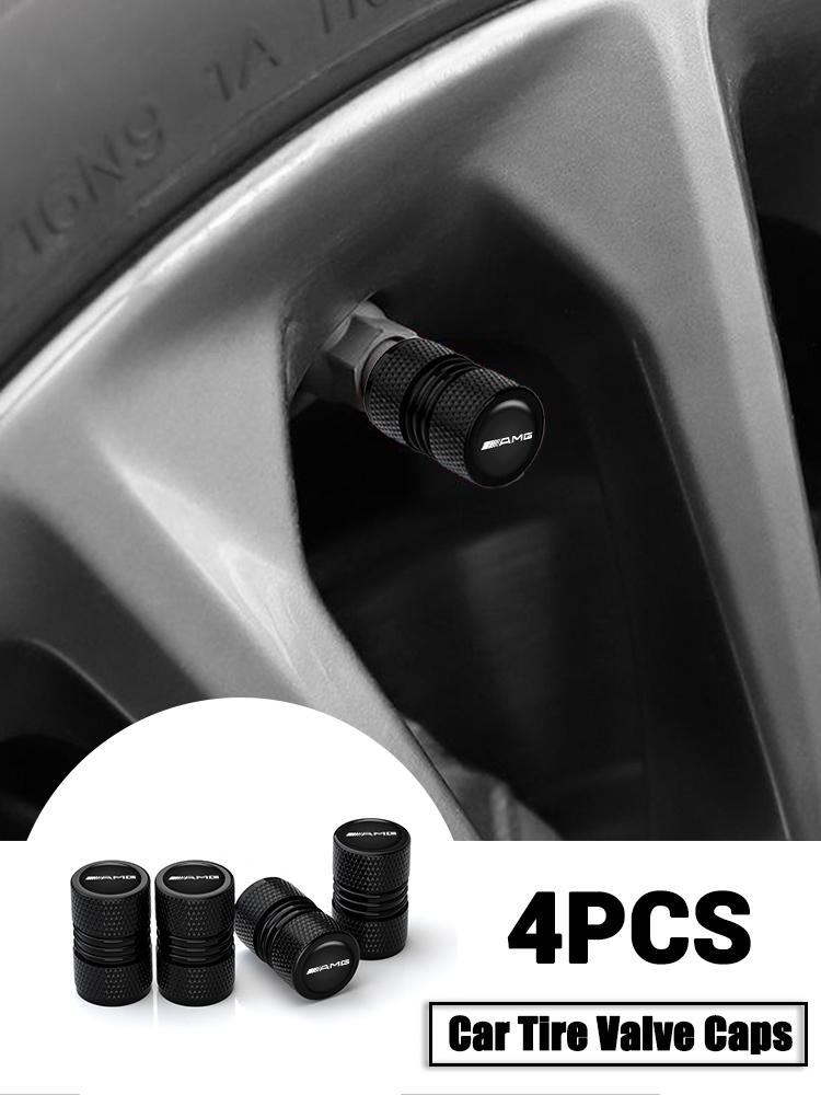 4PCS Aluminum Alloy Car Wheel Tire Valve Caps Tyre Stem Protect Cover For Mercedes Benz AMG Class A W222 W204 W214 CLS CLE CLA