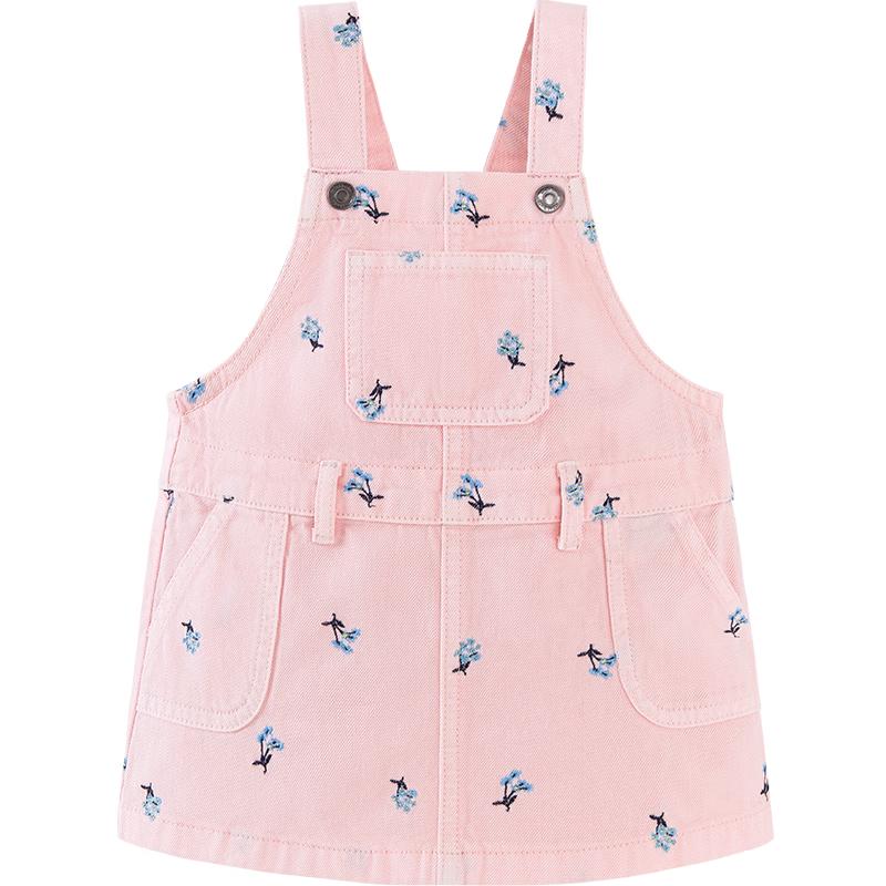 Minibala Girls  Soft Denim Embroidered Strap Dress 120