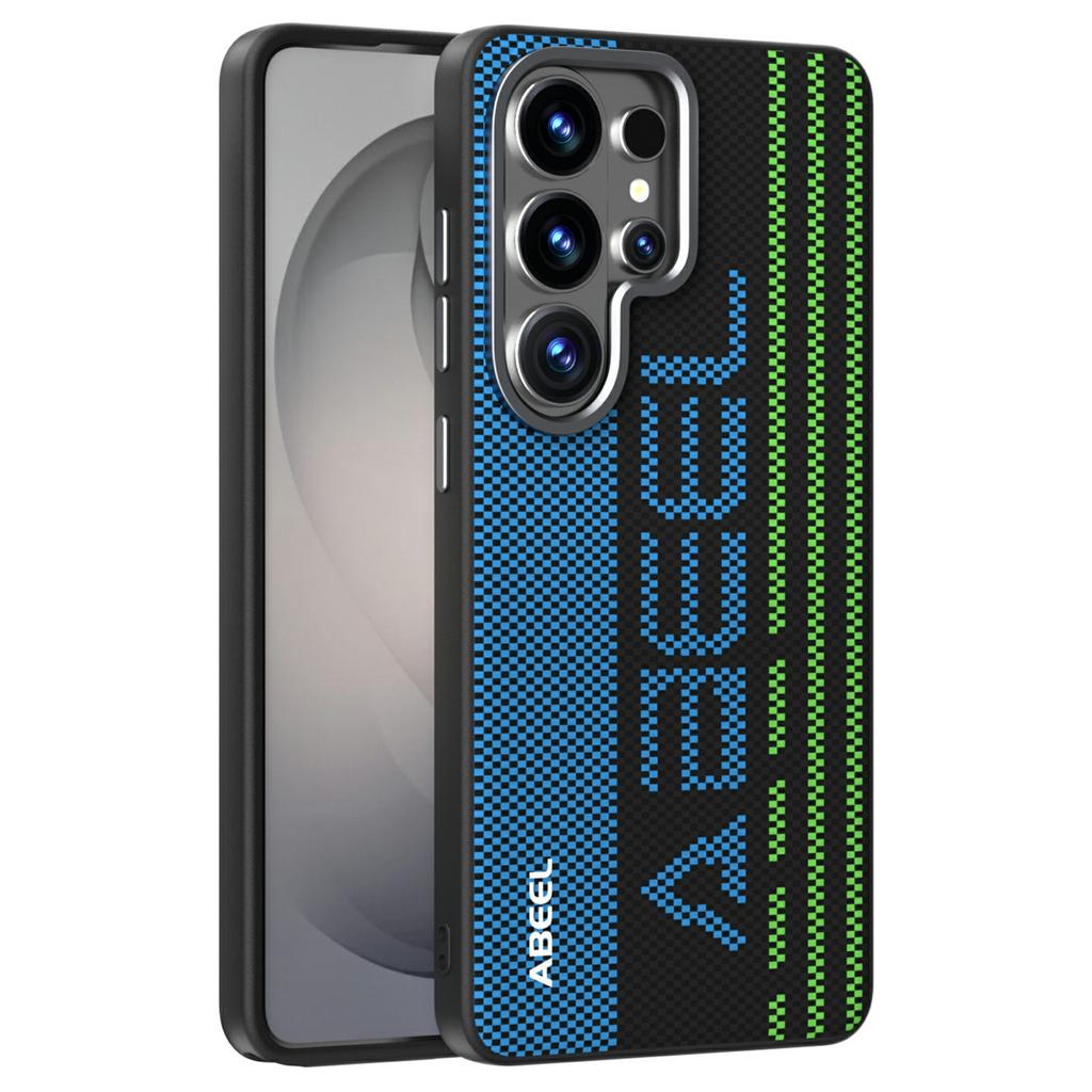 ABEEL For Samsung Galaxy S26 Ultra Magnetic Case Micro-Embossing 6D Printed PC TPU Aluminum Alloy Leather Phone Cover