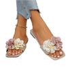 Summer Women's Denim Flat Bottomed Floral Slippers