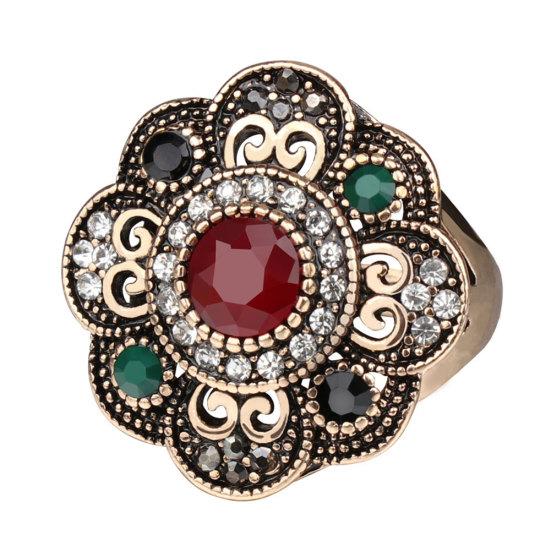 

Винтажное женское массивное кольцо с полыми цветочными стразами и ювелирными украшениями для вечеринок и коктейлей US 10 золотой