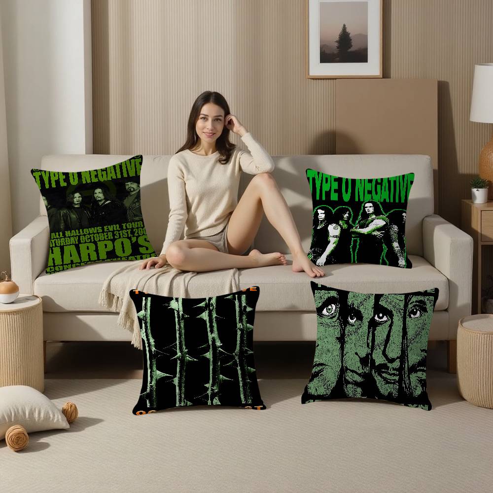Rock Band T-Type O N-Negative Pillow Cushion Cover Pillowcase Living Room Sofa Home Decor Customized