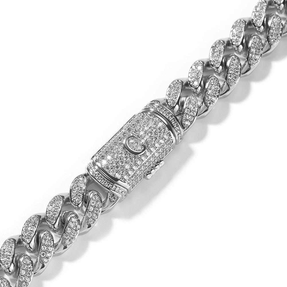 New Trendy 12mm Hip Hop Brass Cuban Link Chain Necklace for Men Engraved Iced Out Zircon for Weddings Parties and Gifts