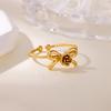 Vintage Cute Rose Bow Rings For Women Girls Gold Color Open Adjustbale Stainless Steel Ring Wedding Aesthetic Jewelry Gifts