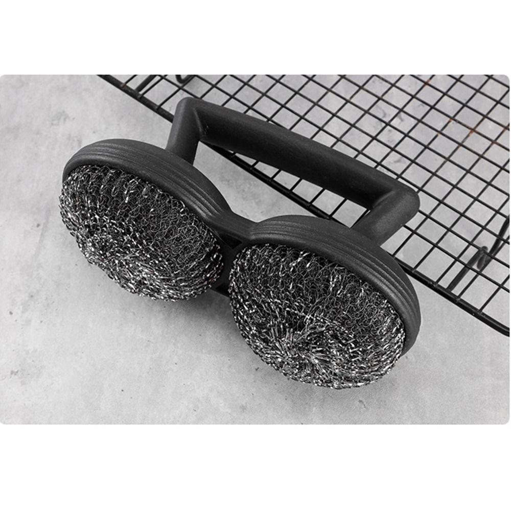 2 IN 1 Grill Brush Stainless Steel Wire Bristle 2 Steel Wire Ball Wire Ball Cleaning Brush Multifunctional Easy To Clean