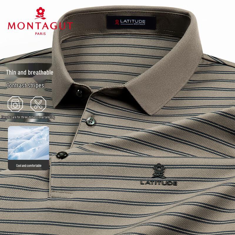 MONTAGUT Men s Striped Short-Sleeve Polo Shirt 52