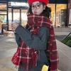 College style red plaid scarf women's autumn and winter fashion versatile student couple pair of scarves men's long models
