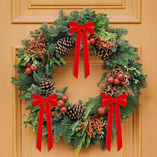 12Pcs Christmas Velvet Bows Rustic Vintage Velvet Ribbon Bows for DIY Crafts Gift Wrapping Tree Garland Wreath Xmas Decoration