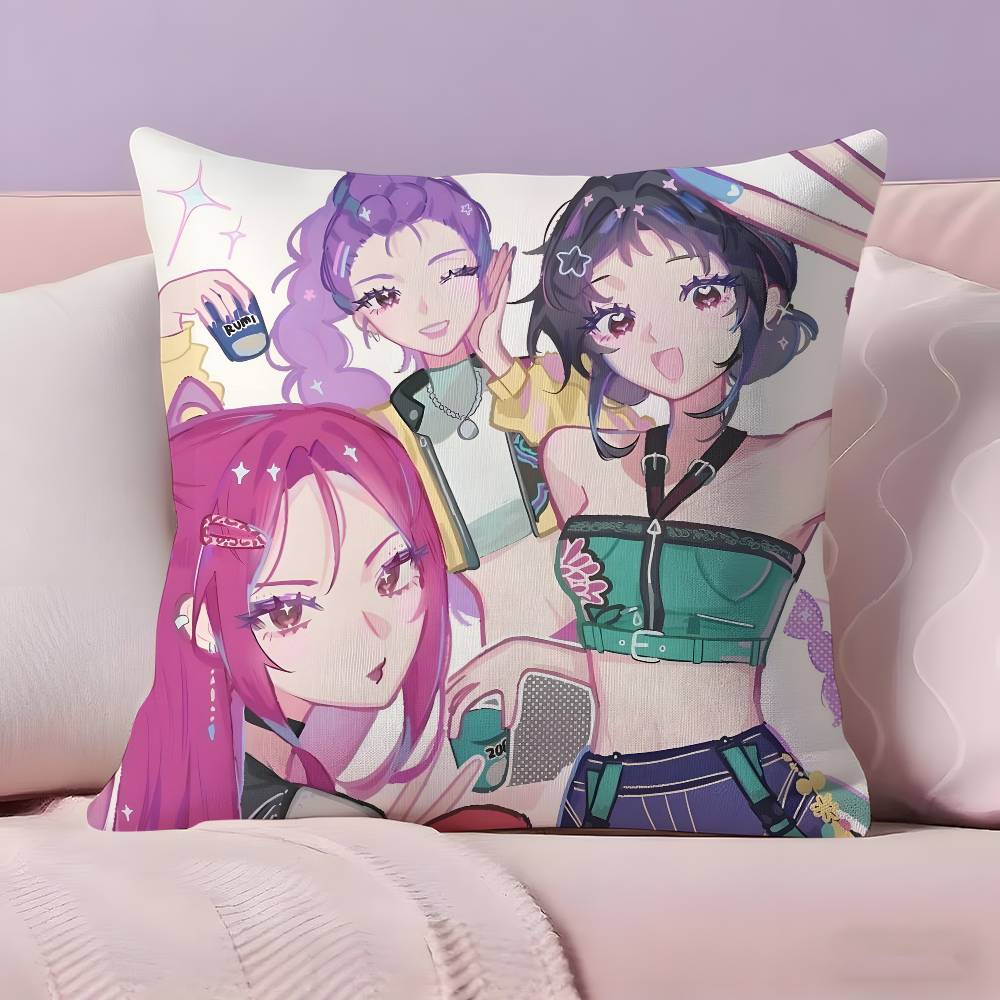 Hot Kpop Demon Hunters Cartoon Pillow Covers Decorative Home Print Square Pillow Bedroom Room Decoration Pillowcase