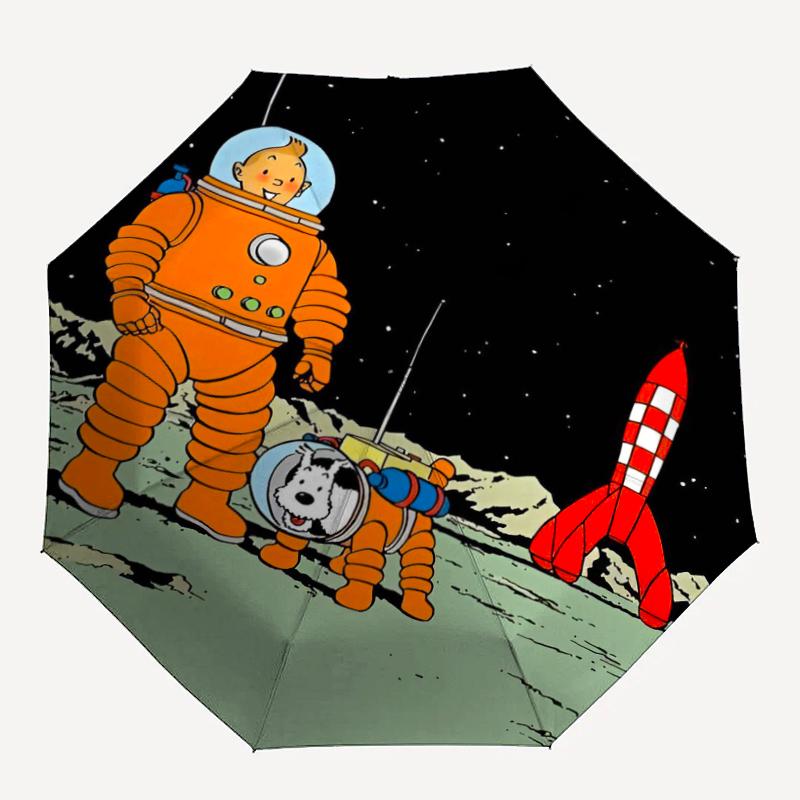 Tintin Theme Automatic Umbrella, Lightweight & Portable, 8 Rib, Perfect for Outdoor Travel, Birthdays, Christmas, Gifts.