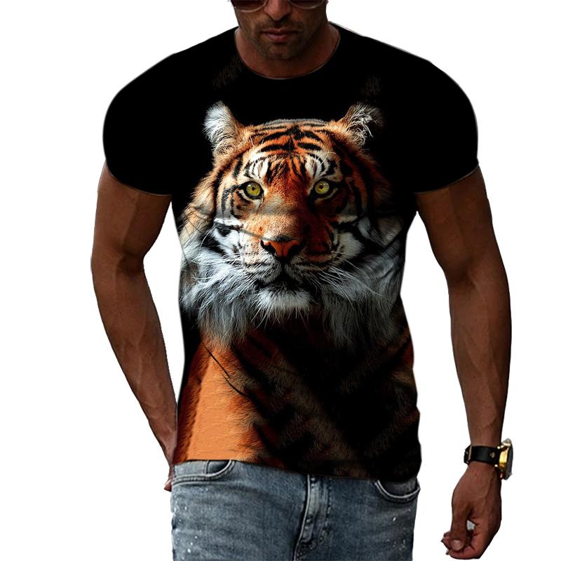 

Футболка Cool Tigers Summer New Hot Sale Trend чоловічої моди 3D Personality Street Hip Hop Harajuku з круглим вирізом і коротким рукавом 6XL