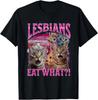 Lesben Essen Was Lustige Katze Unhöflich Gay Pride T-Shirt Sommer Herren und Damen Locker und Atmungsaktiv T-Shirt Oberteil
