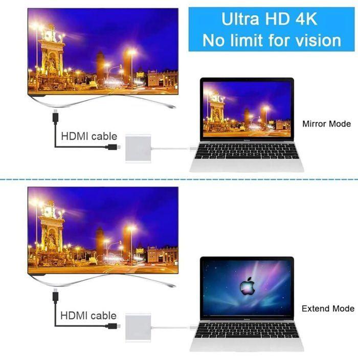 USB C To HDMI 4K Adapter, Type C Video Converter with USB 3.0 Port and Charging Port, Multiport Digital AV REARVIEW MIRRORS