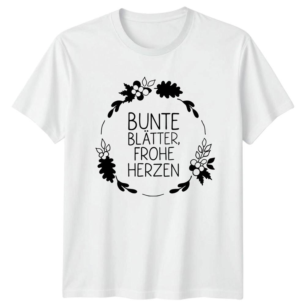 Bunte Blatter Frohe Herzen Unisexs TShirt Autumn Leaves Autumn Gift For Her S