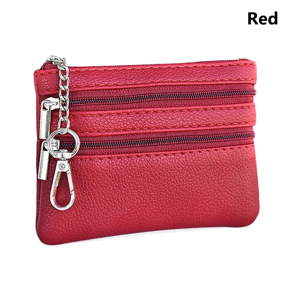 Portable PU Leather Money Coin Purse Waterproof Wear-resistant Credit Card Holoder Zipper Wallet Money Bag Women Men