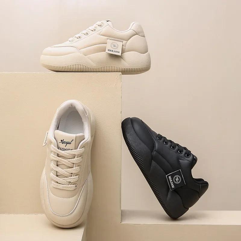 Fashion SYTK Women's Versatile Thick Bottom Bread Shoes Spring/autumn Casual Trendy Student Shoes Skateboard Spring 2024 New Style