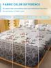 1 Simple Modern Plant Flower Printed Matte Fitted Sheet, Bedroom Printed Bed Cover, Bedding (Excluding Pillowcases)