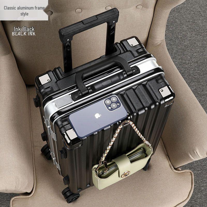 Durable Aluminum Trolley Suitcase with Silent Wheels, Large Capacity, Combination Lock - Ideal for Men, Women, and Students