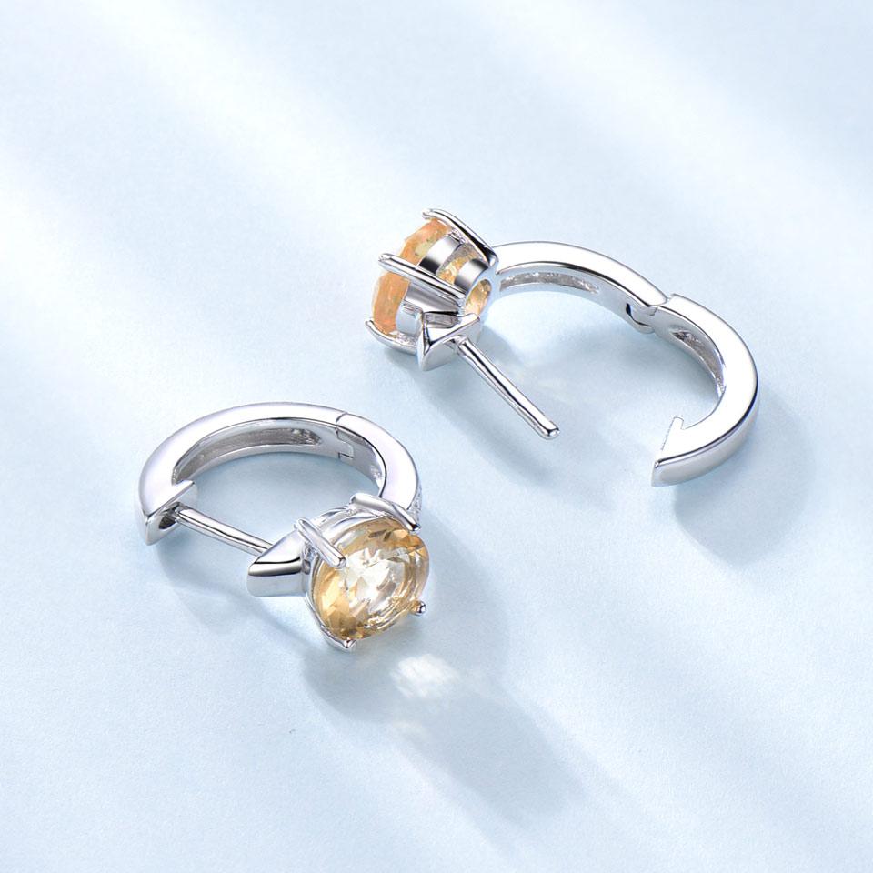 2024 Luxury Earrings High Quality 925 Sliver Women Earring Citrine Round Zirconia Custom Hoop Earrings Fashion Jewelry