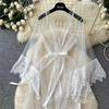 Ailumei Plus Size Mesh Tie-Up Bathrobe - Spring/Summer Collection