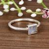 Minimalist Labradorite Square Ring – Natural Labradorite Gemstone Ring – Sterling Silver Stackable Ring – Handmade Dainty Jewelry – Gift for Her