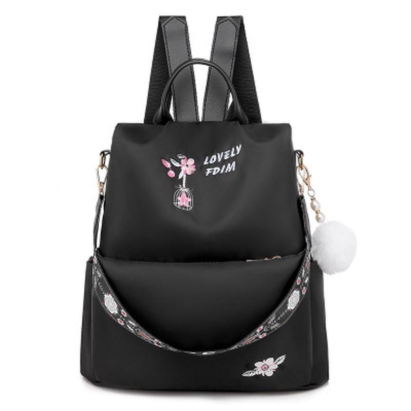 Wasserdichter Damenrucksack mit Reißverschluss Schultaschen für Mädchen Rucksack mit Blumenstickerei Damentaschen
