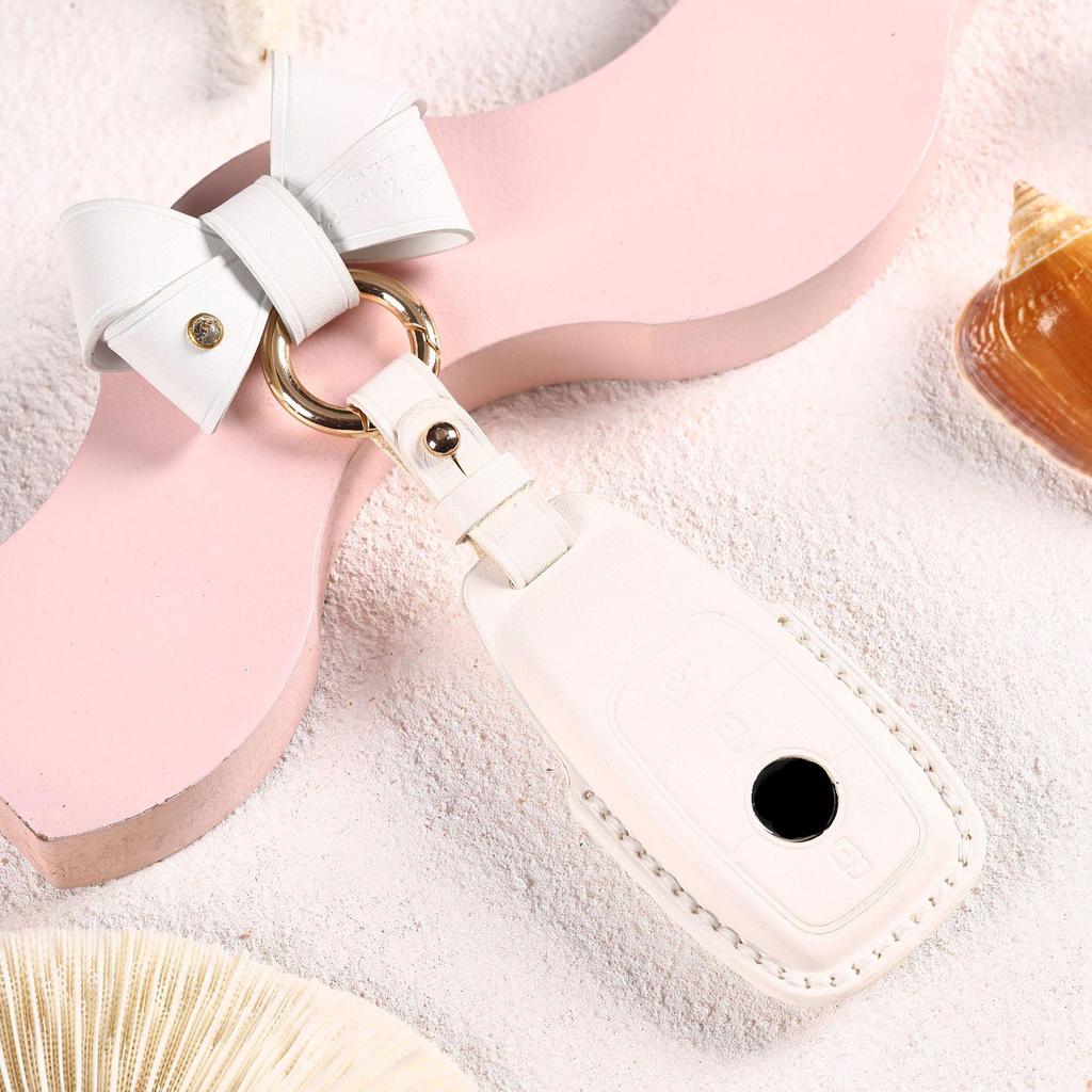 Women's Genuine Leather Bow Key Cover for Mercedes-Benz - Internet Celebrity Style