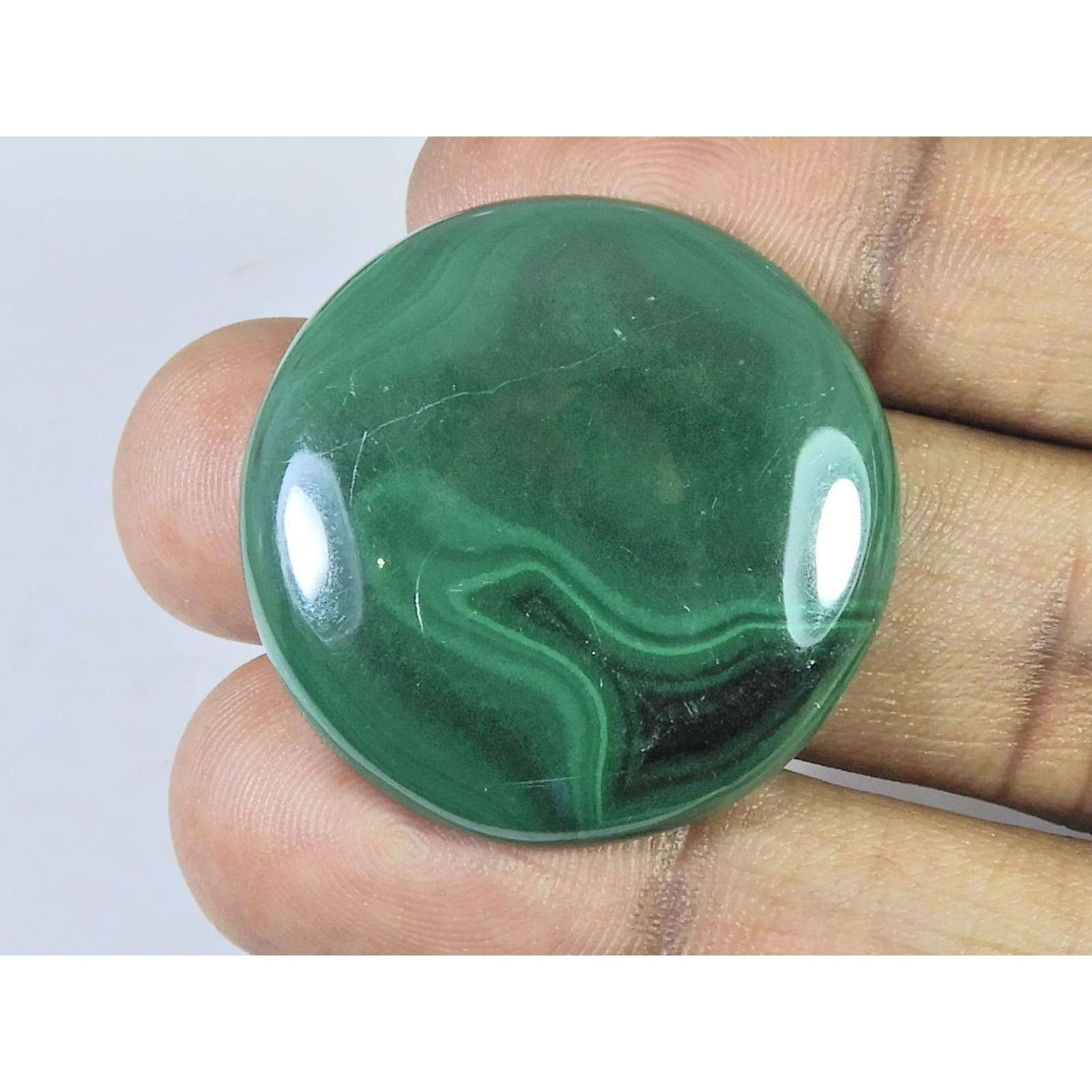 32X32X05 MM Natural Green Malachite Round Cabochon Loose Gemstone 76Cts. C-1669