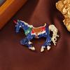 Retro Zodiac Galloping Horse Brooch: Three-Color Enamel Pin Accessory for Men