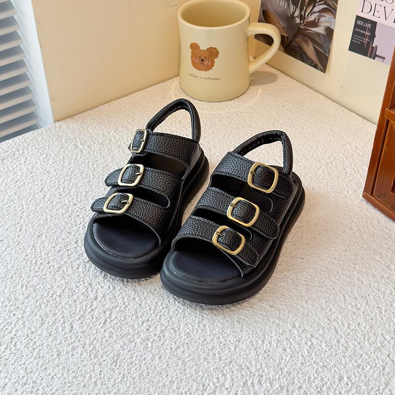 Kids Roman Sandals for Girls 2025 Summer New Toddler Beach Shoes Non-slip Lightweight Versatile Retro Comfort Barefoot Sandals