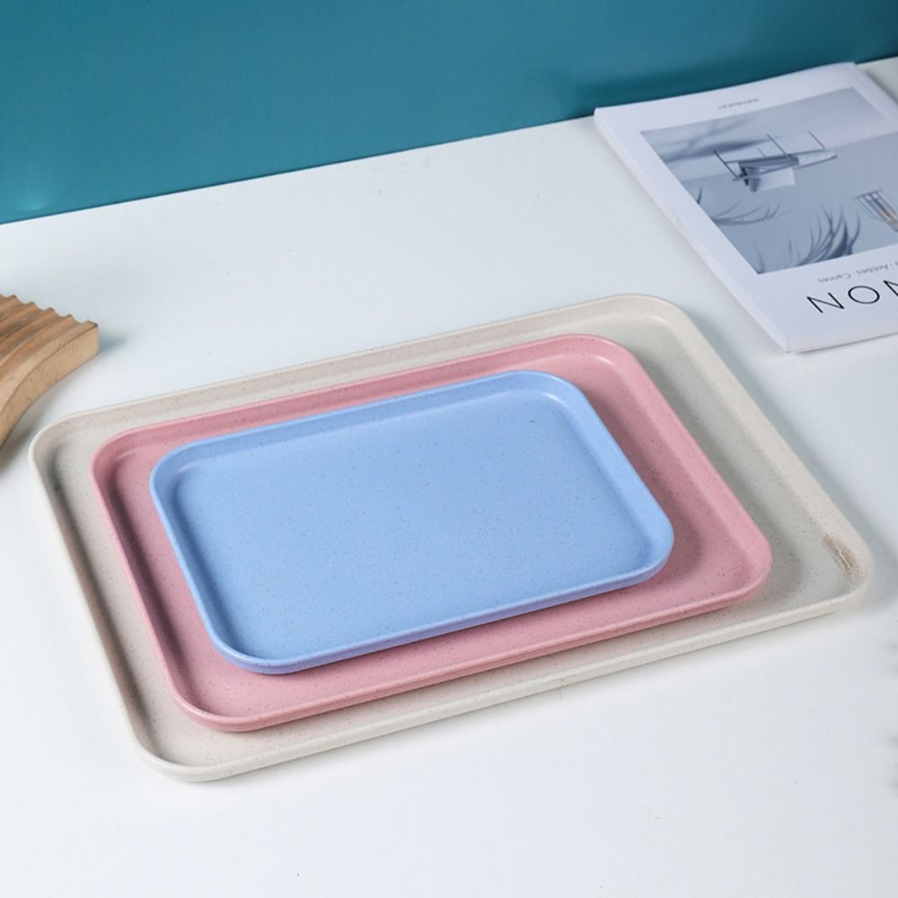 Eco-friendly Rectangular Tray Cutlery Tray Wheat Straw Tray Durable Bread Pan  Restaurant