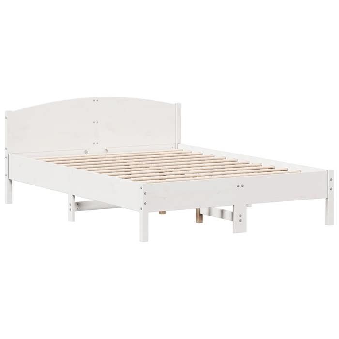 VidaXL Bed Frame with Headboard White 140x200 Cm Solid Pine Wood 842595