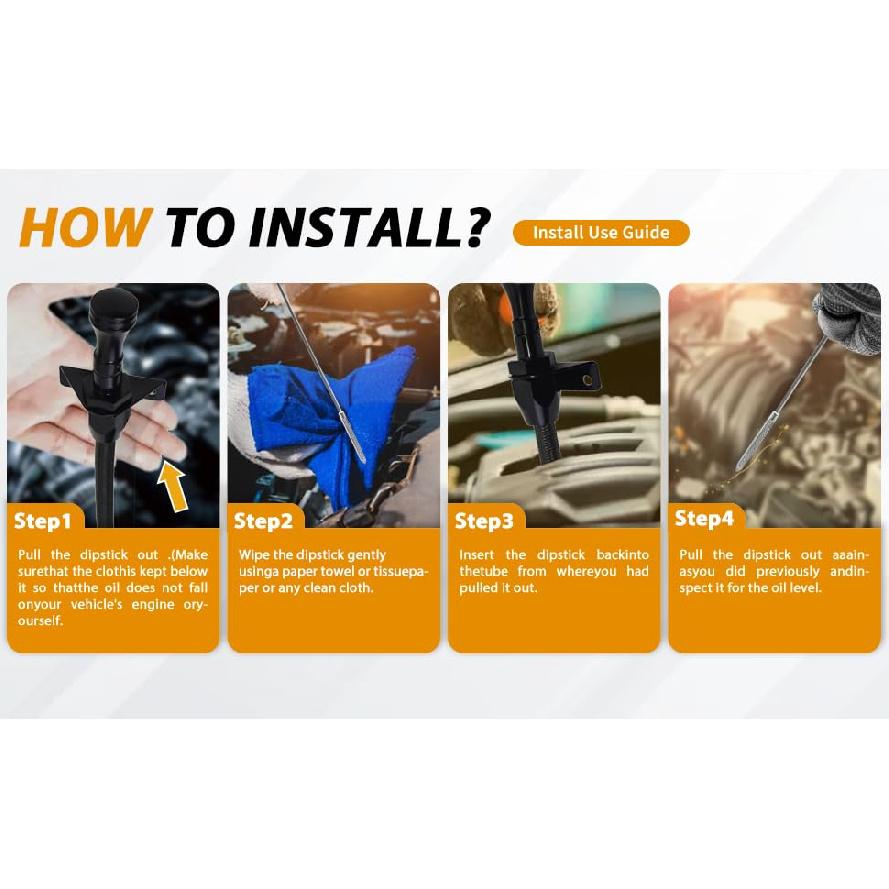 HAHAHA 700R4 4L60E 4L80E Trans Flexable Stainless Braided Hose Dipstick Compatible With GM,Chevy Black