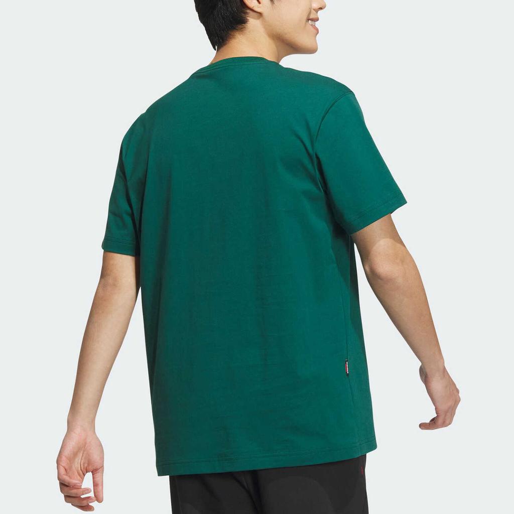 Adidas Letter Print Crew Neck Short Sleeve T-Shirt Unisex Tops Green JF3220