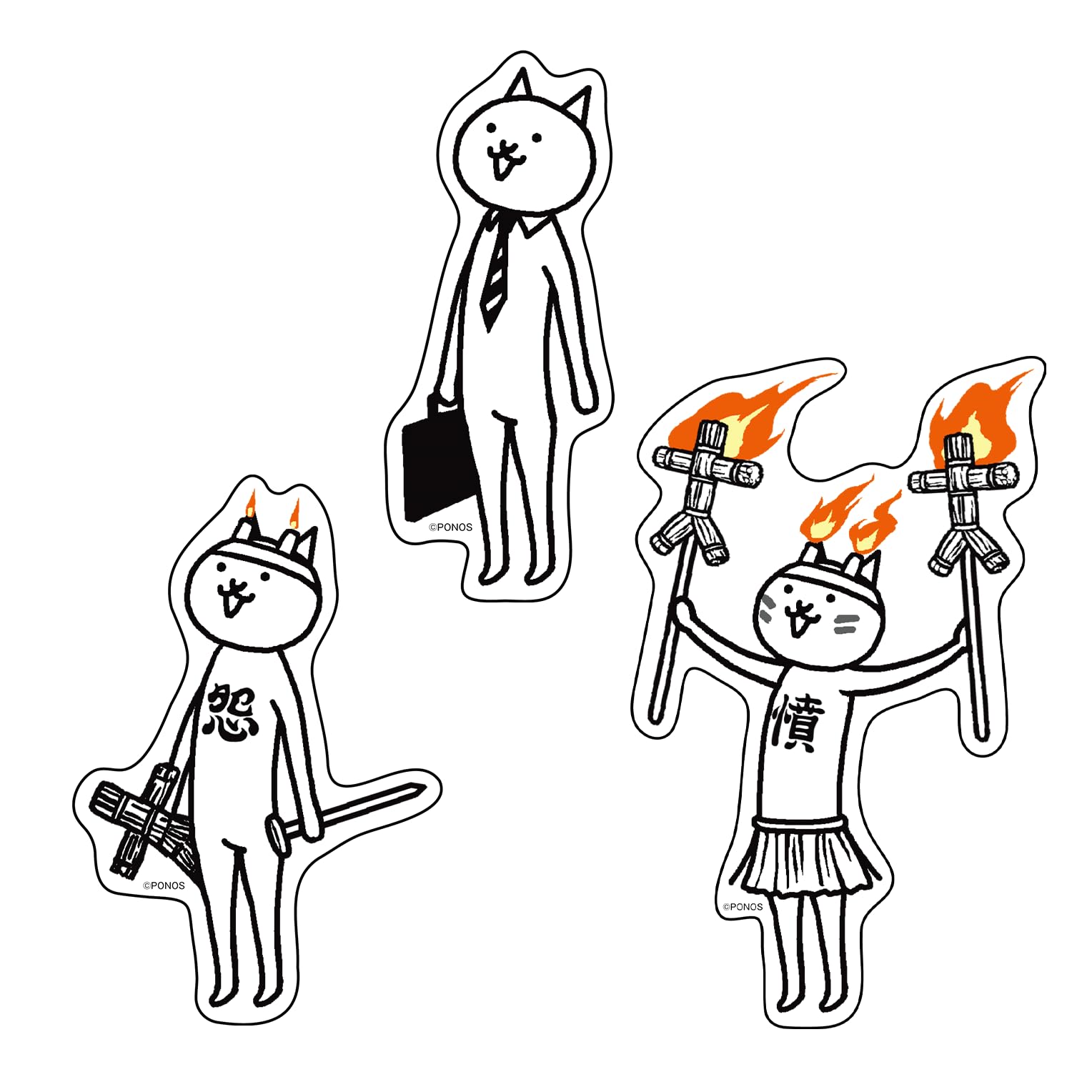 

Sticker Set Neko Salaryman Nyanko Daishouten белый