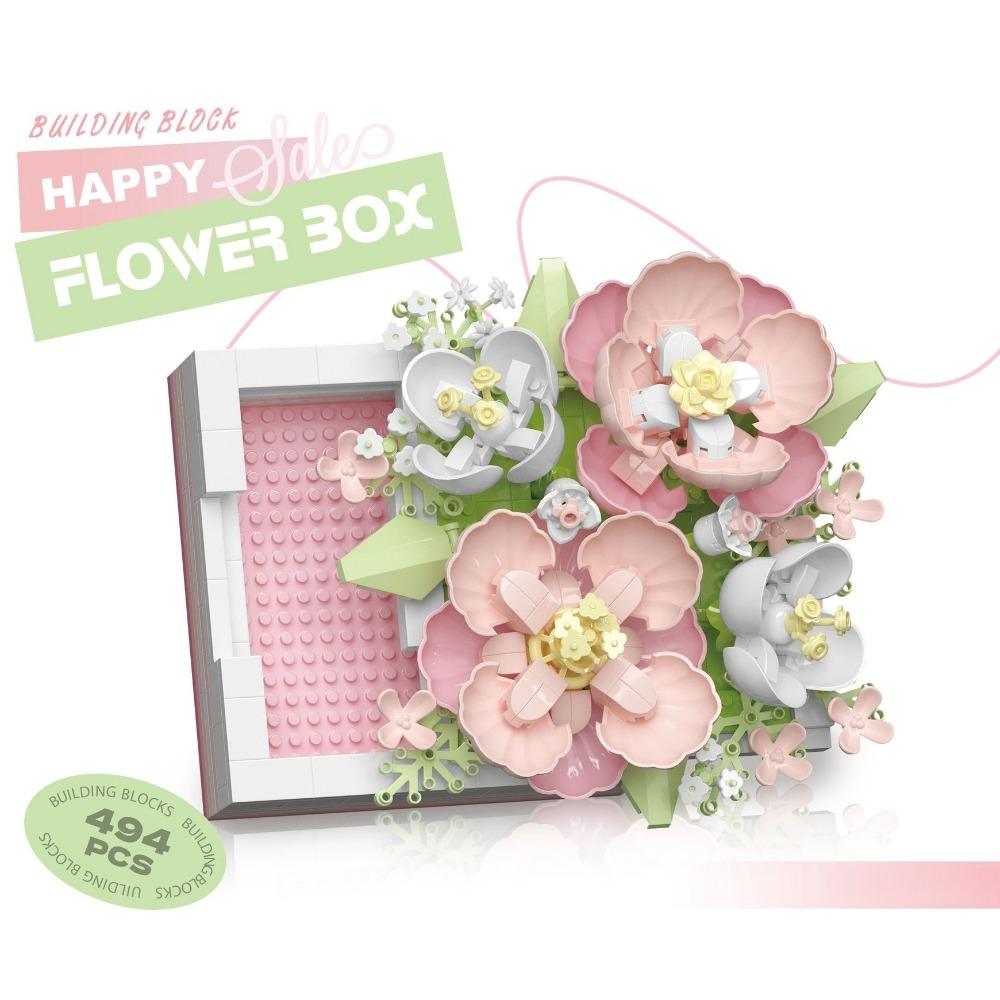 Bouquet of Roses Flower Box Blocks Drawable DIY Jewelry Box New Building Toys  Home Decor