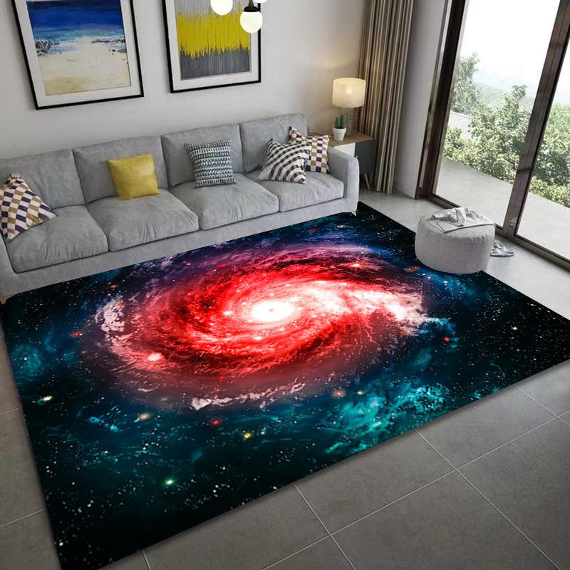 Galaxy Planets Carpet Mat Spiral Nebula Rug Interstellar Vortex Stardust Cosmic 3D Effect Vibrant Home Decoration Floor Mats