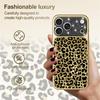 Luxury Plating Leopard Print Phone Case For Iphone 17 Air 13 14 15 16 17 Pro Max Glitter Diamond Camera Lens Protective Cover