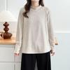 Plus Size Korean Style Drop Shoulder Slimming Long Sleeve Fleece T-shirt - Warm Versatile Base Layer for Women