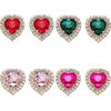 Exaggerated Geometric Heart Crystal Stud Earrings: Pink, Green, Black - Versatile Evening Ear Accessories