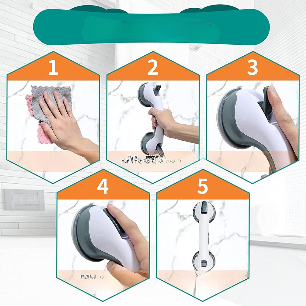 New Shower Handle Grab Bars Ultra Grip Dual Locking Safety Suction Cups Helping Handle Anti Slip Support for Toilet Bathroom