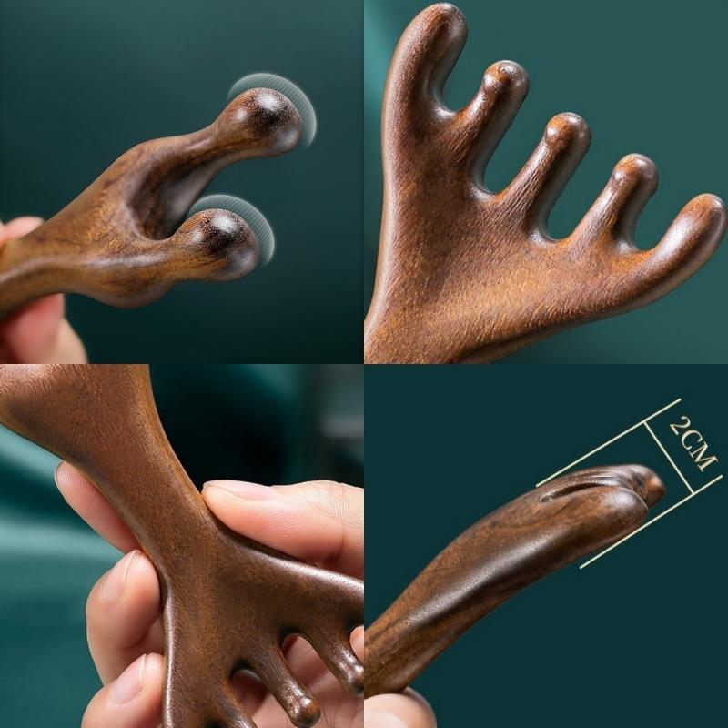 Double Head Six Claws Resin Antler Massage Comb Rake Multifunction Scrap Nose Massager Scraping Head Eye Face Neck Liftin