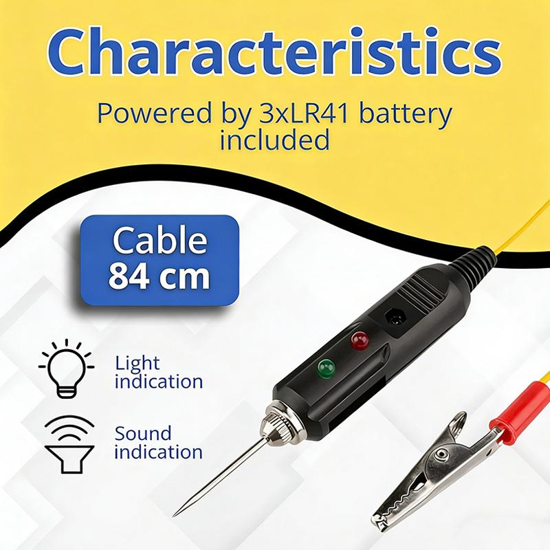 

New Multifunctional Automotive Voltage Tester DC6-24V Dual-color LED Car Voltage Test Probe With Buzzer High Sensitivity Durable чорний