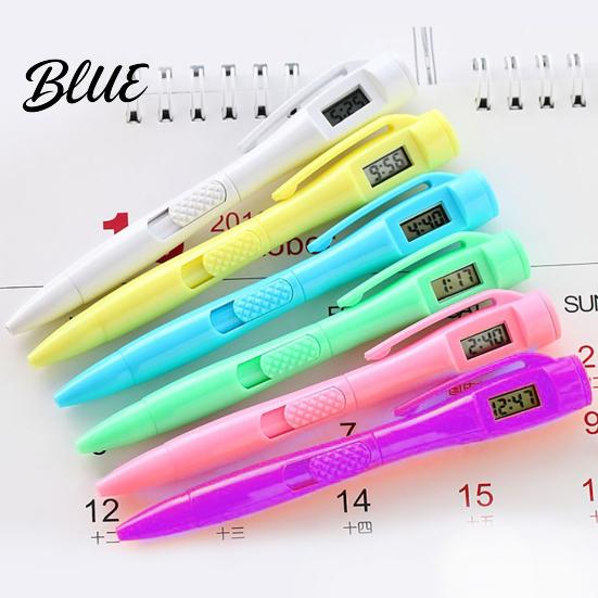 Pen Digital Watch Lightweight Clip Design Plastic Ballpoint Electronic for Writing Roller Ball