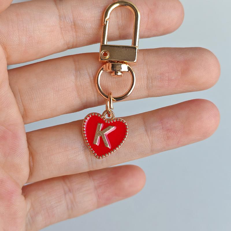 1PC Lobster Buckle Gift Metal Party 26 English Letters Keychain Marker Heart Shaped Red Love Keychain Design DIY Creativity