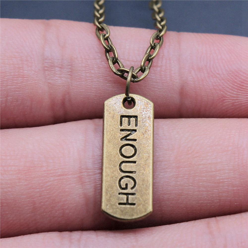 Strip Letter Initial Tags Pendant Antique Bronze Metal Men Collar Necklace New Arrival Gift