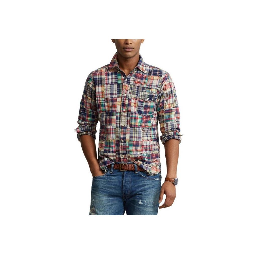 Polo Ralph Lauren SS23 Patchwork Rutete Enkeltspent Langermet Skjorte Herre skjorter Flerfarget MNPOWOV16822799-999